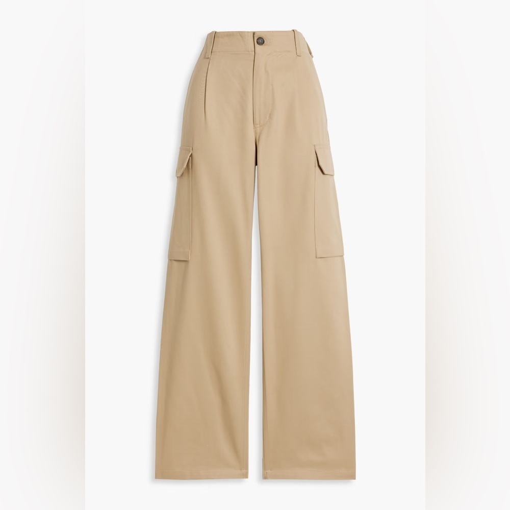 NWT Nili Lotan Yannic Cotton Twill Cargo Pocket High Rise Pants Trousers Beige